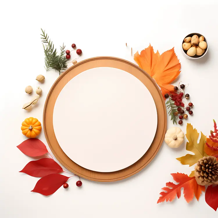 Autumn Frame with Pumpkins and Leaves