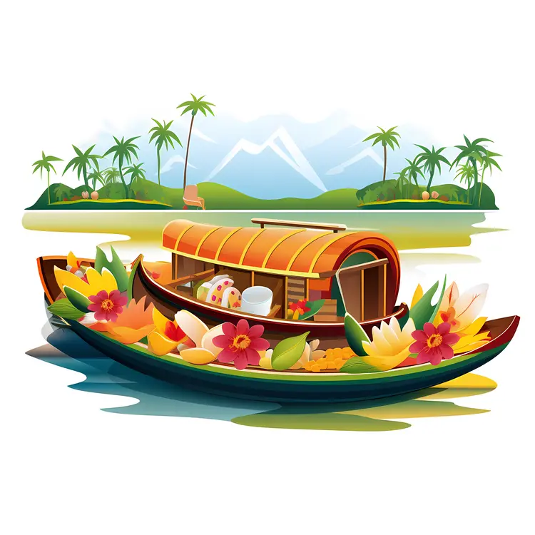 Scenic Houseboat with Mountain View