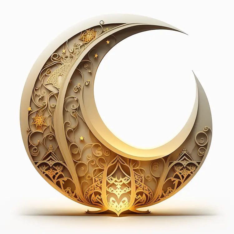 Ornate Crescent Moon with Lantern