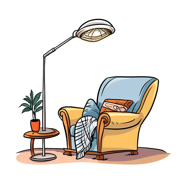 Cozy Armchair with Lamp and Side Table