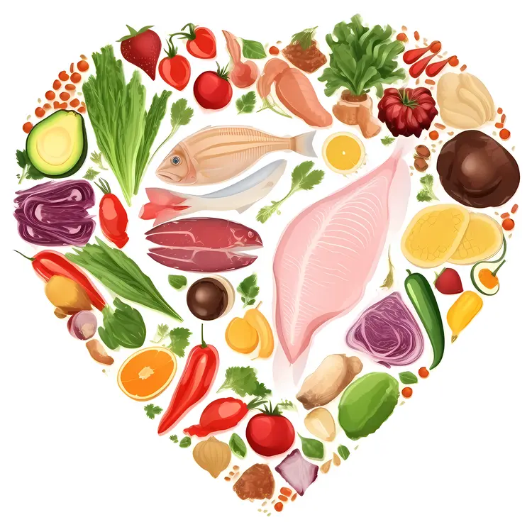 Heart-Shaped Food Arrangement for Healthy Eating