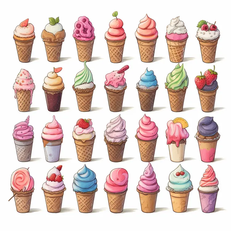 Variety of Ice Cream Cones