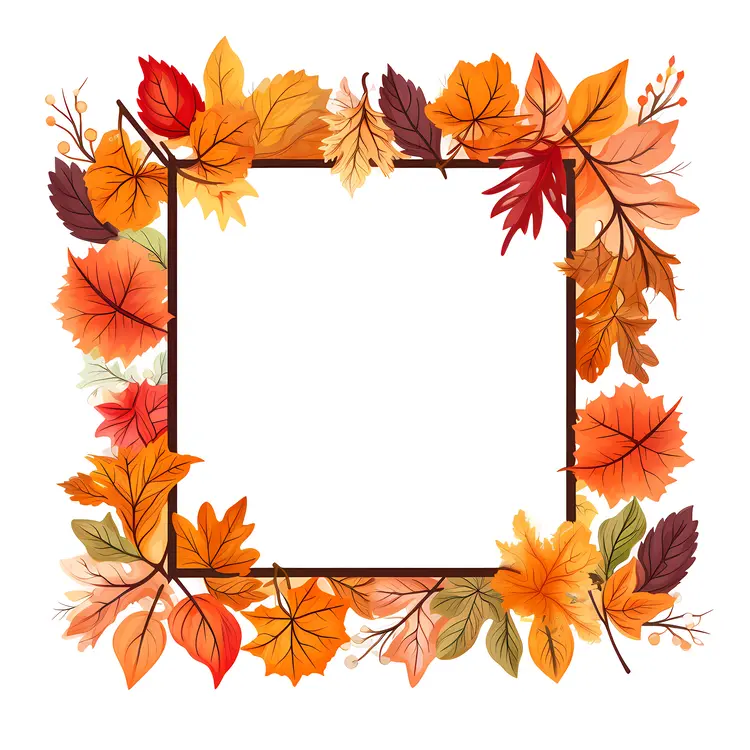 Autumn Leaves Frame with Fall Colors