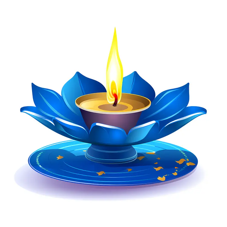 Blue Lotus Oil Lamp for Diwali Celebration