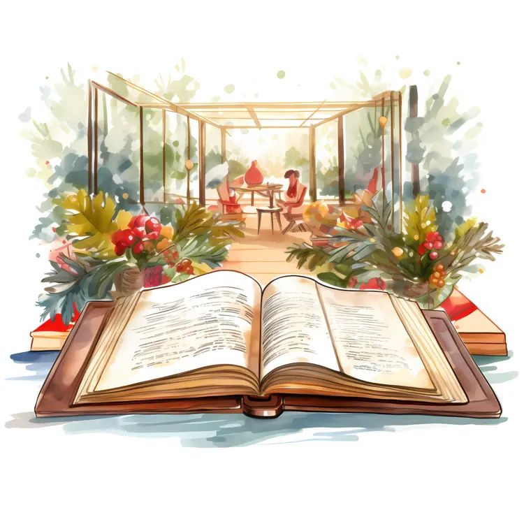 Open Book with Garden Scene