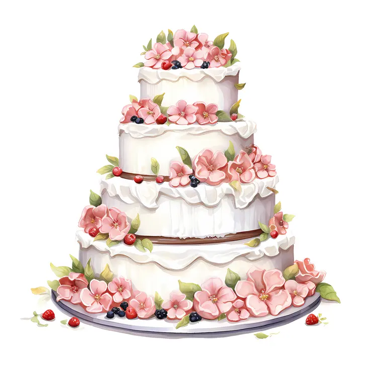 Lovely Floral White Wedding Cake