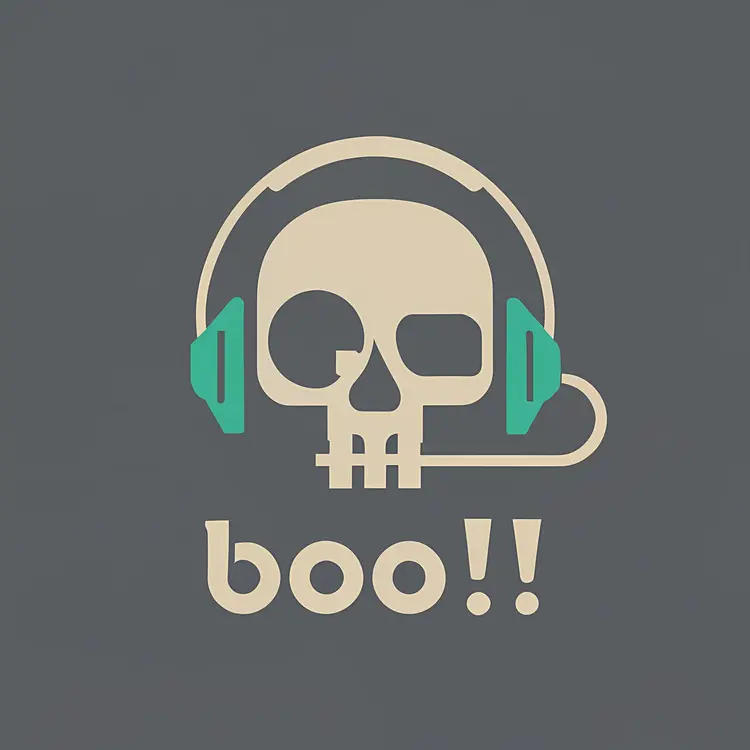 Spooky Skull with Headset Illustration for Halloween