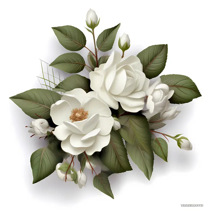Beautiful White Roses with Green Leaves