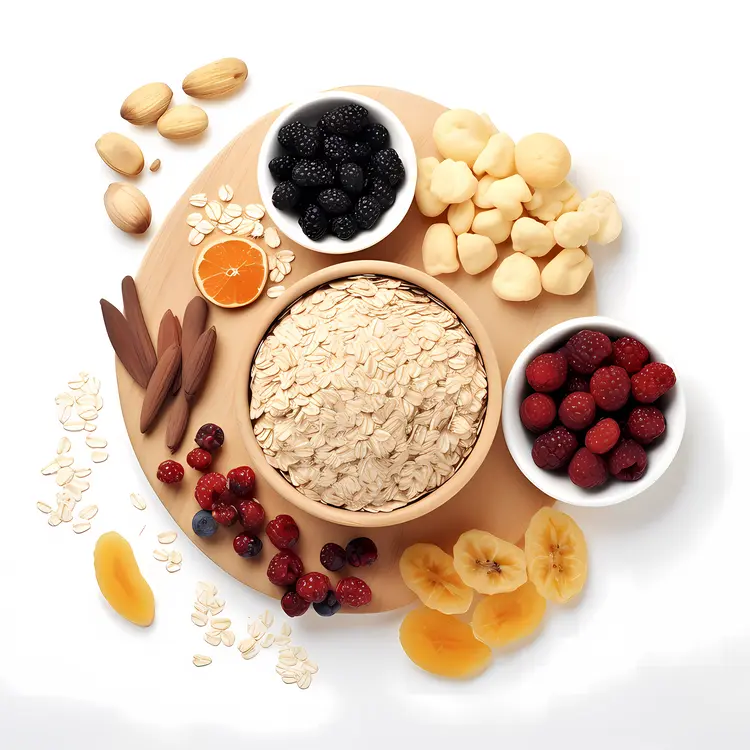 Oatmeal Ingredients with Berries and Nuts