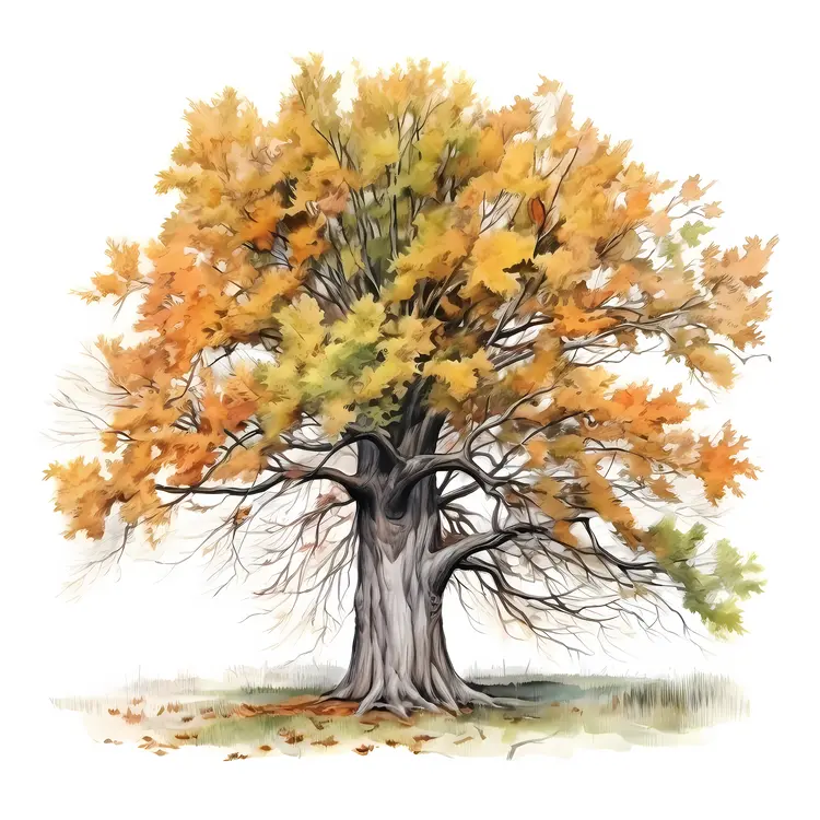 Majestic Autumn Tree with Yellow Leaves