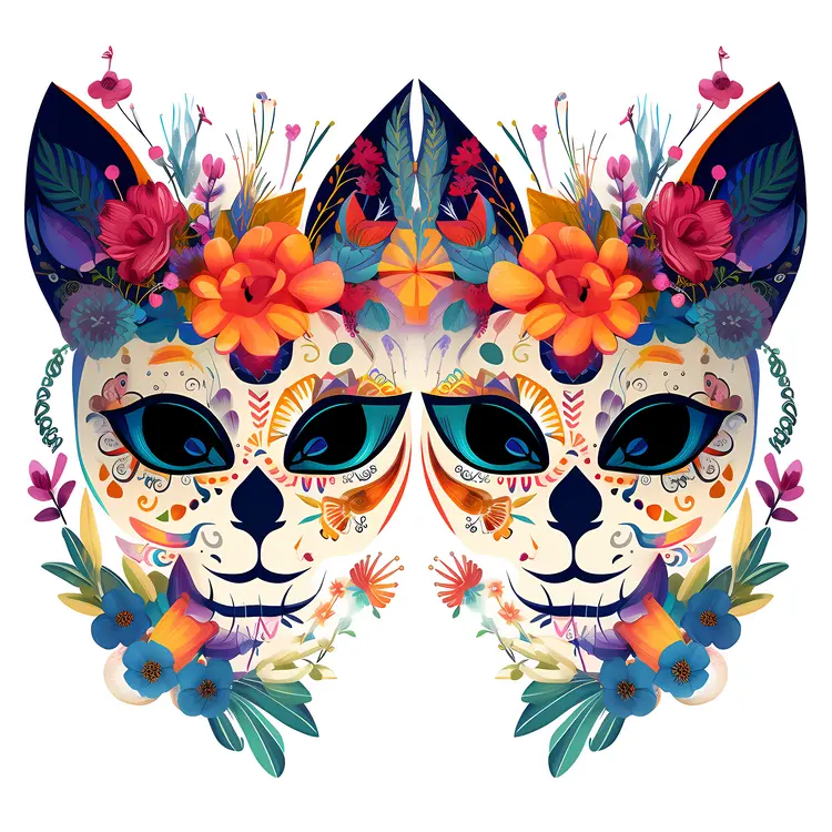 Colorful Floral Mask for Day of the Dead Celebration