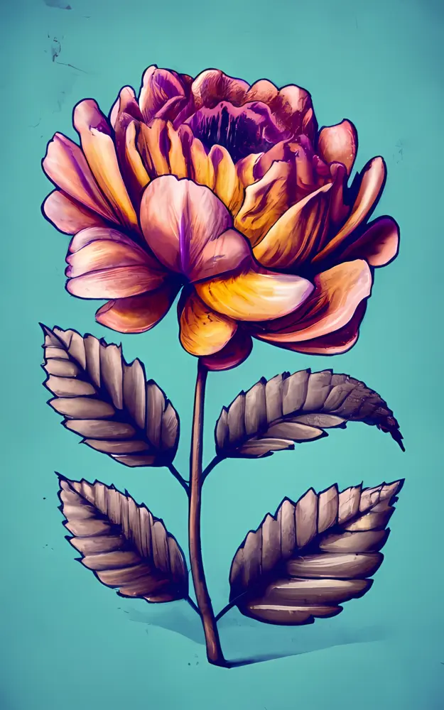 Vibrant Yellow and Pink Flower Illustration
