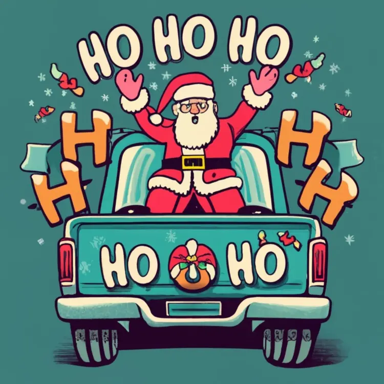 Santa Claus on a Truck with Christmas Gifts