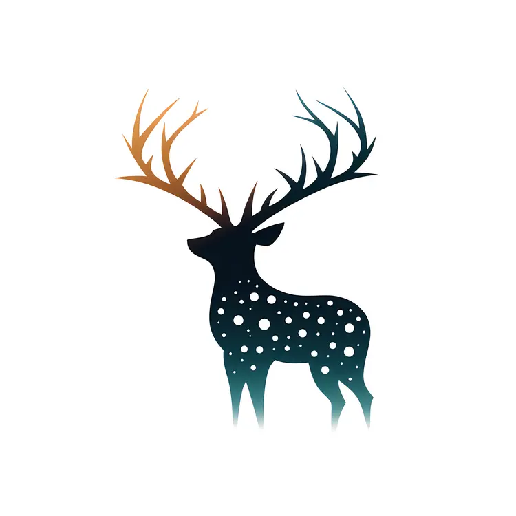 Starry Silhouette Deer with Antlers