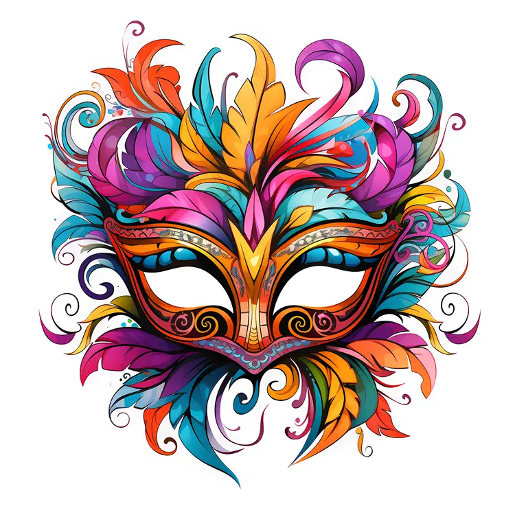 Floral Feather Mask for Carnival Events