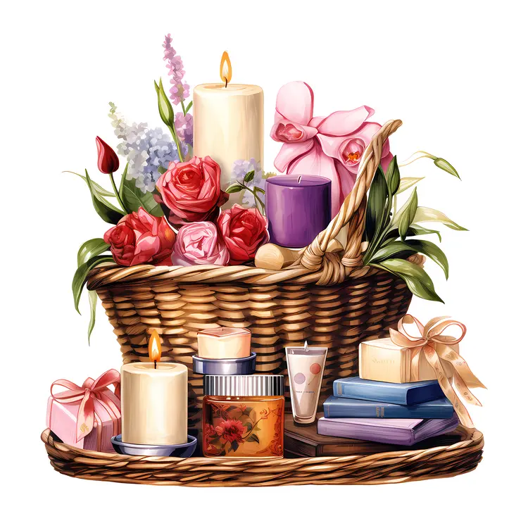 Candle and Flower Basket for Relaxation