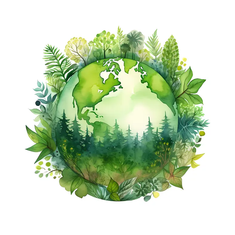 Earth with North America and Forests