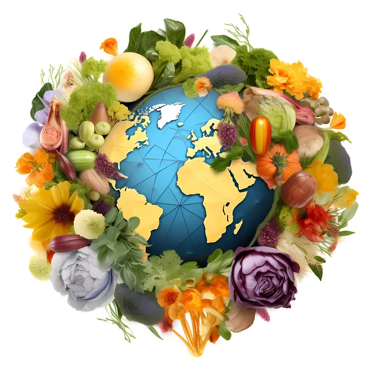 Beautiful Earth Surrounded by Nature Elements for Earth Day