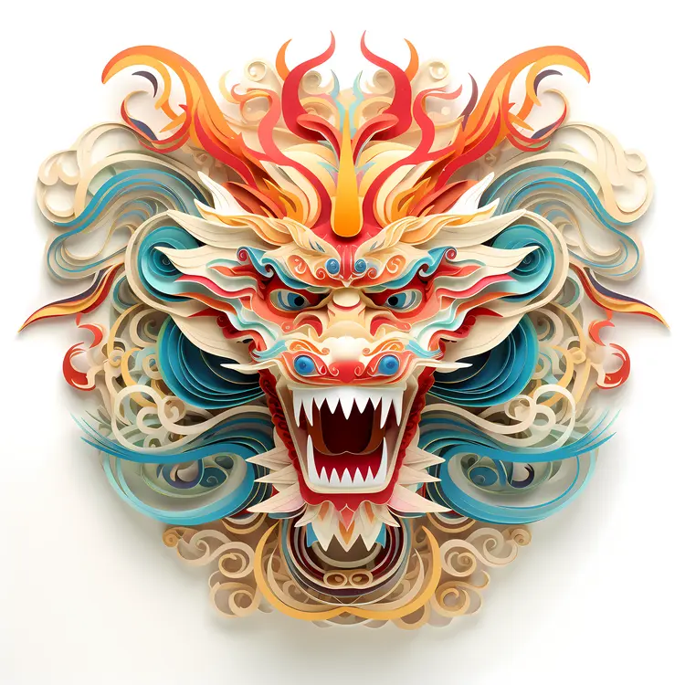 Fiery Dragon Head Illustration