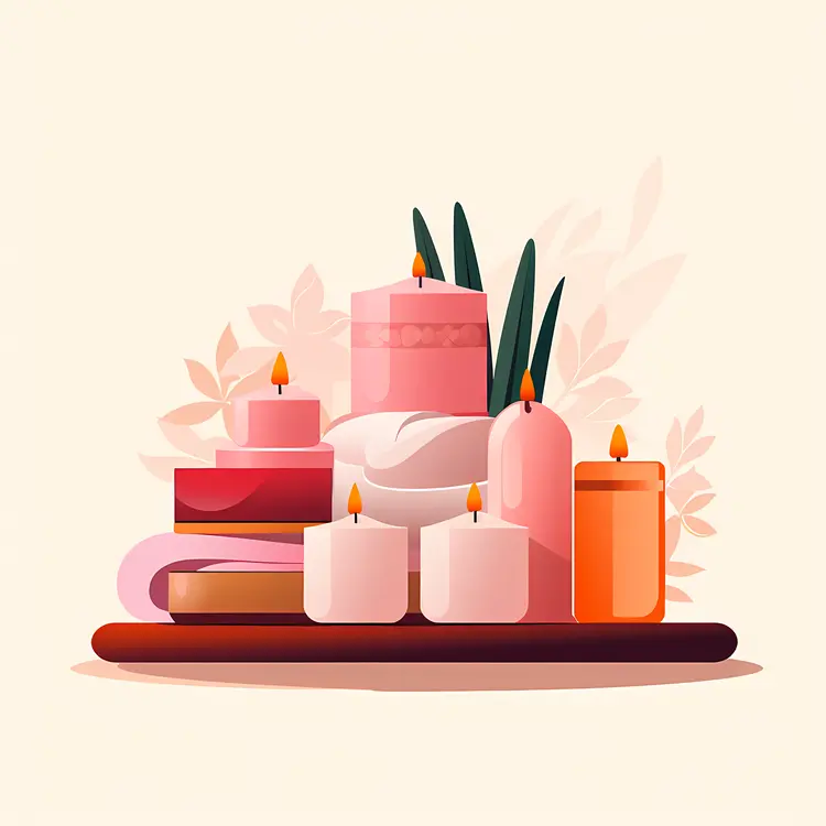 Candles and Plants on a Wooden Tray