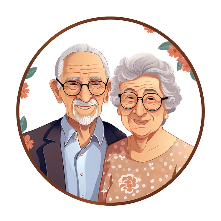Elderly Couple Portrait Illustration