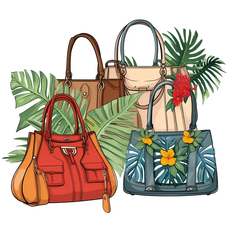 Stylish Handbags with Tropical Leaves