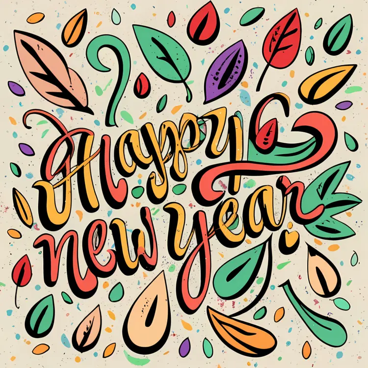 Happy New Year with Vibrant Leaves
