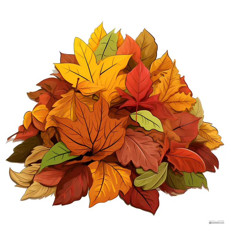 Colorful Autumn Leaves Pile for Fall Season