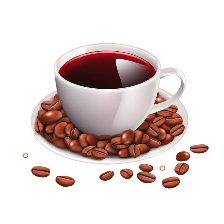 Coffee cup with beans on saucer