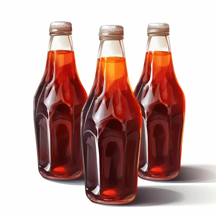 Three Brown Soda Bottles