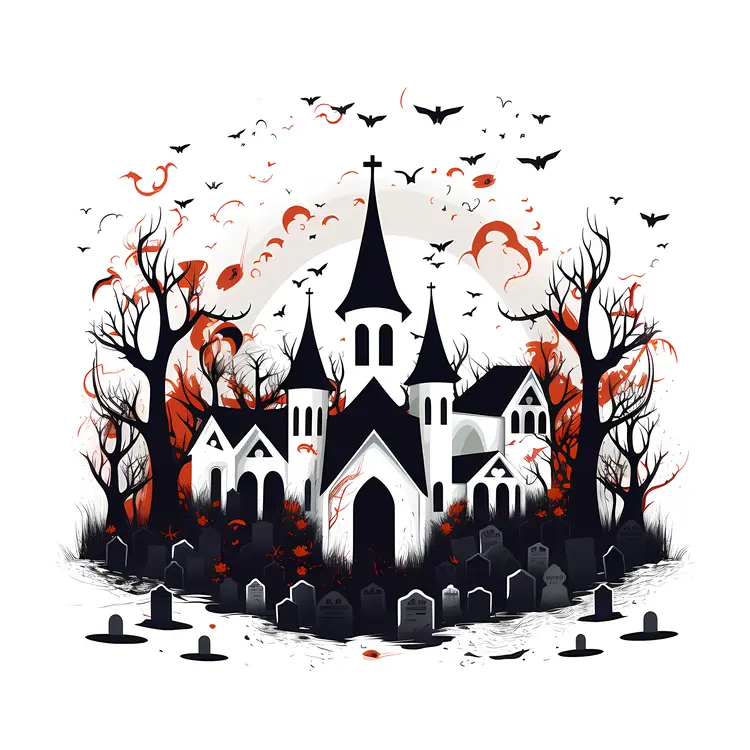 Spooky Haunted House with Graveyard