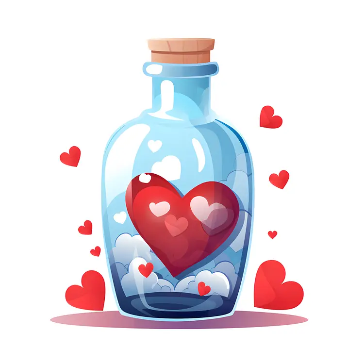 Heart in a Bottle with Floating Hearts