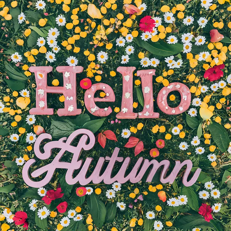 Hello Autumn with Floral Background