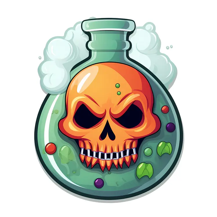 Poison Flask with Skull Illustration for Halloween