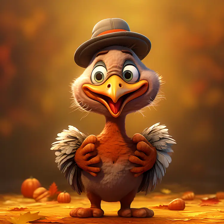 Bird Wearing Hat in Autumn