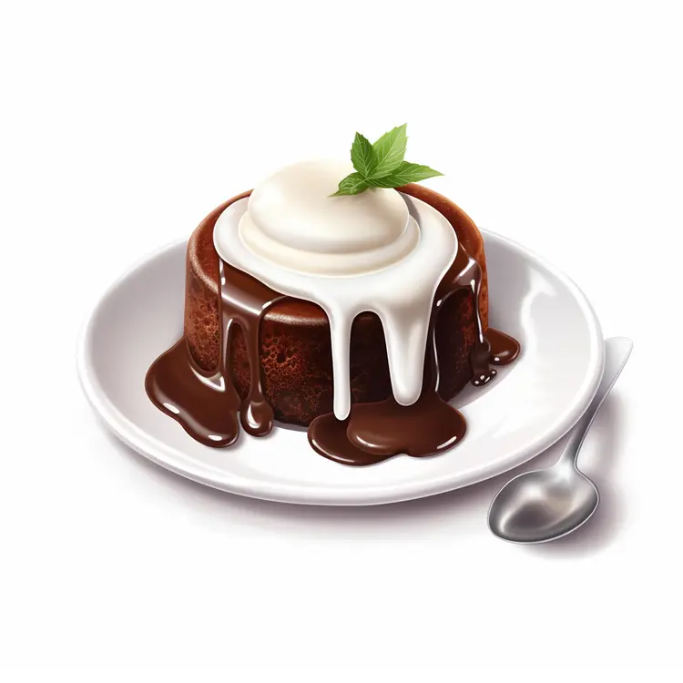 Chocolate Cake with Whipped Cream and Mint