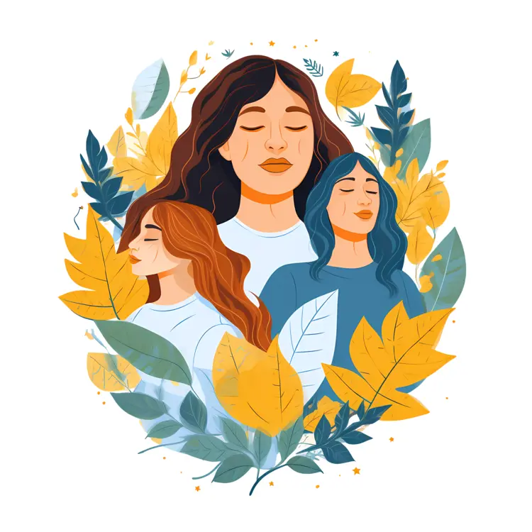 Peaceful Women Surrounded by Nature Illustration