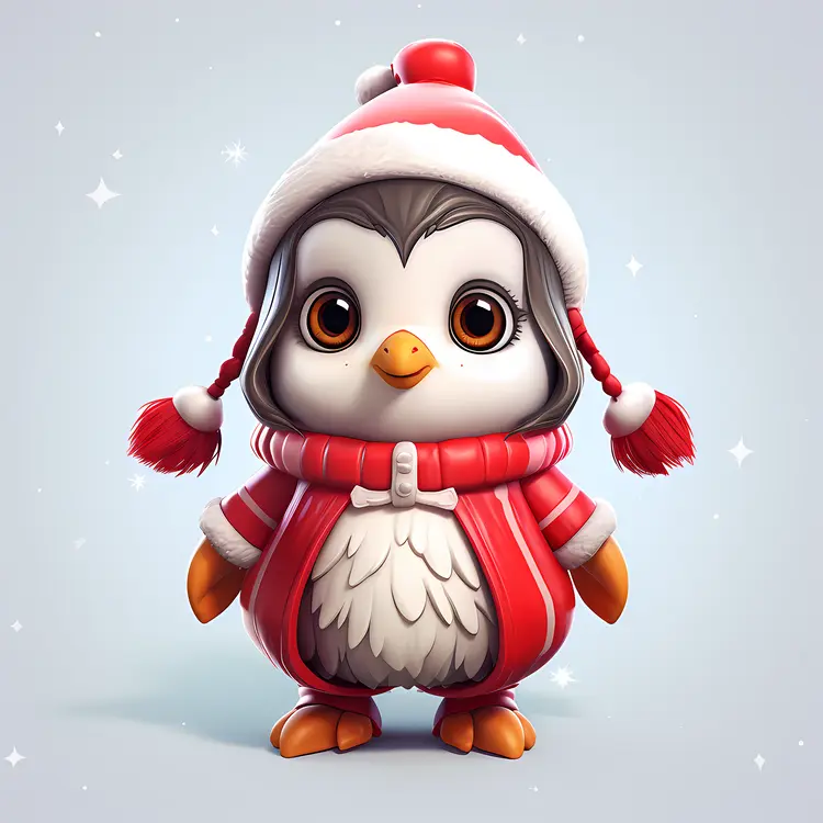 Charming Penguin in Winter Gear