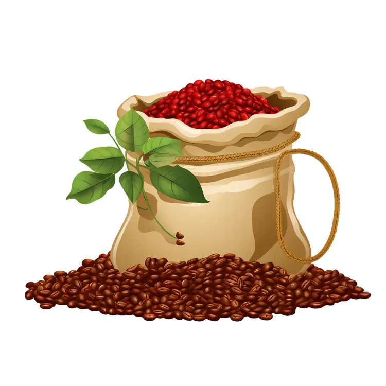 Bag of Coffee Beans with Leaves