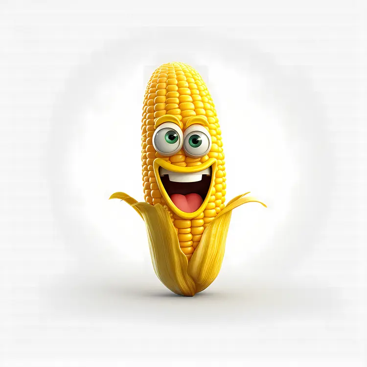 Happy Cartoon Corn Character