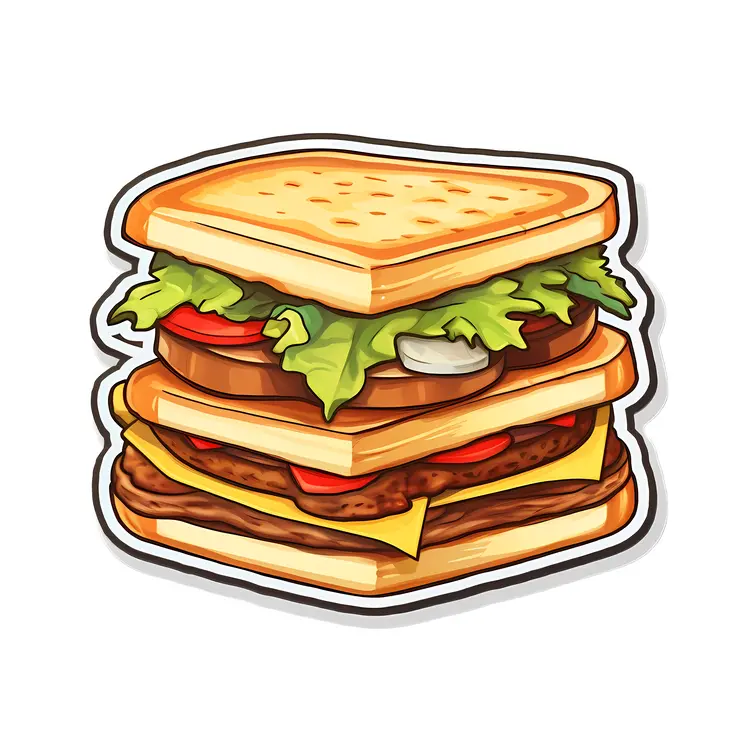 Delicious Cartoon Sandwich with Layers of Ingredients