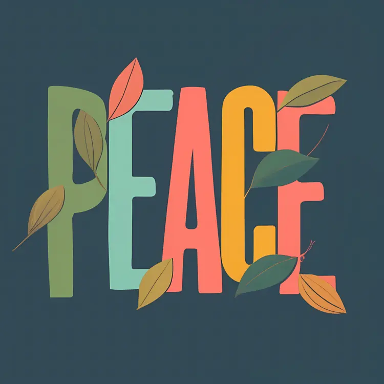 Peace Typography with Leaves