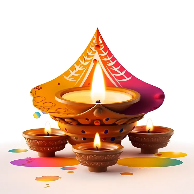 Colorful Diya Lamps for Diwali