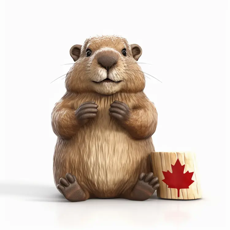 Cute Groundhog with Canadian Flag