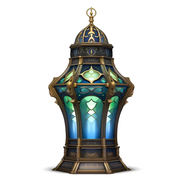 Blue Lantern with Green Accents