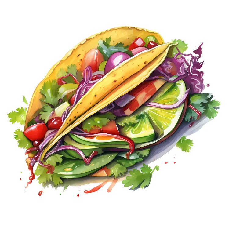 Colorful Taco Illustration with Fresh Vegetables