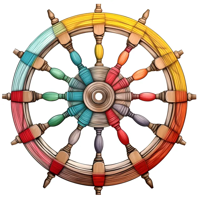 Colorful Nautical Ship Wheel Illustration