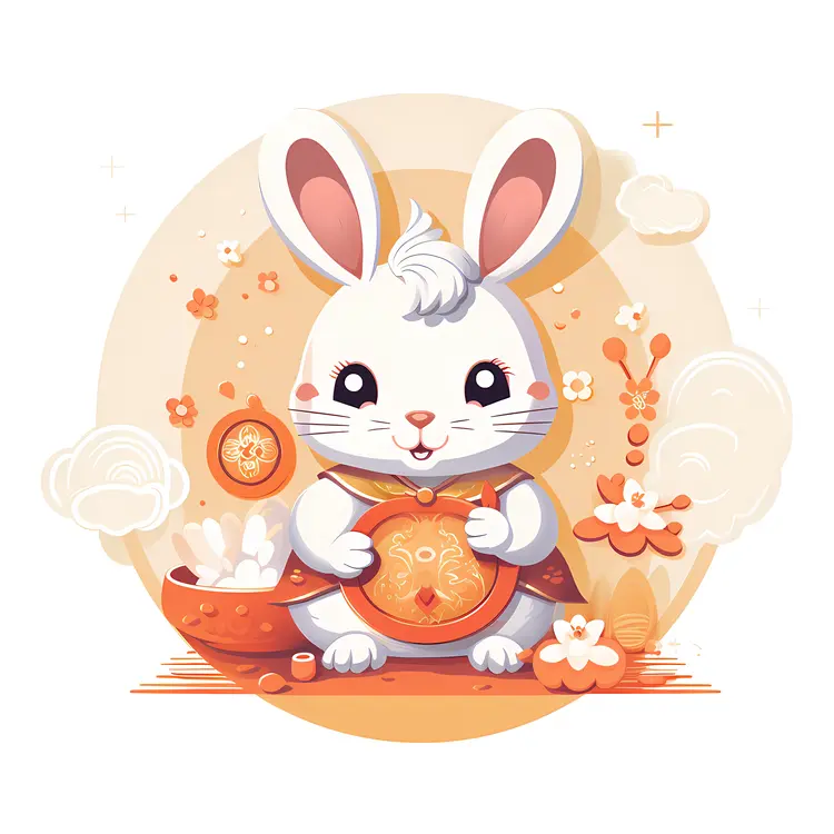 Cute Rabbit with Autumn Coin