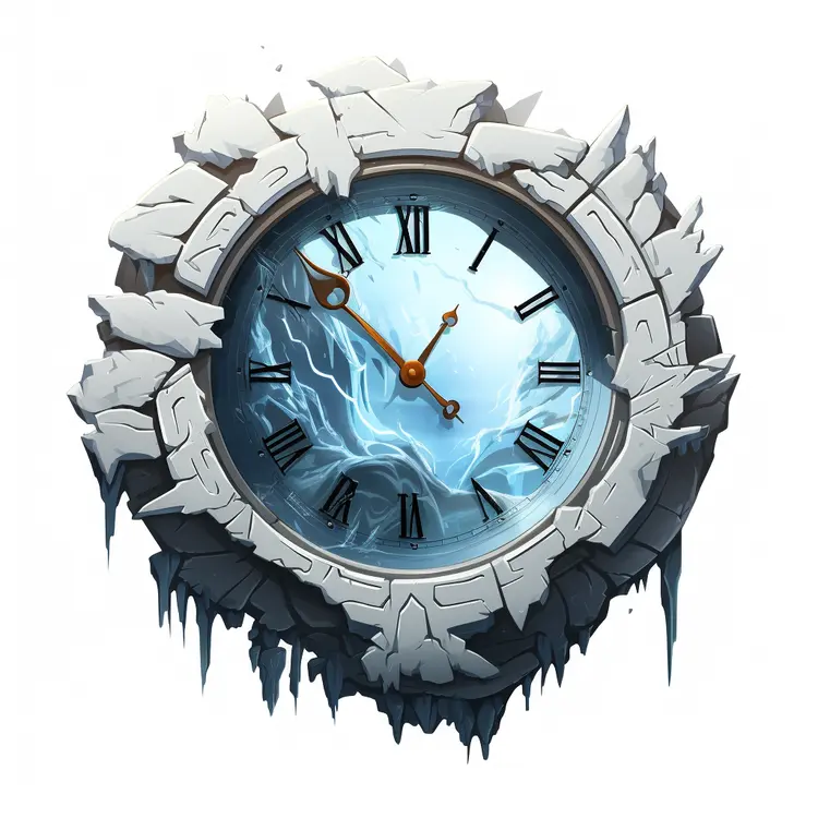Frozen Clock in Ice