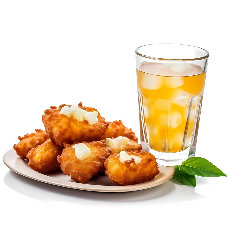 Delicious Fritters with Refreshing Drink